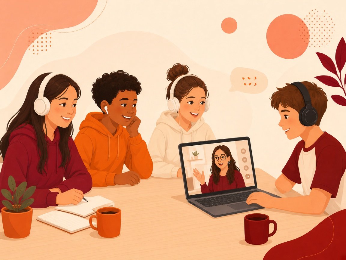 Estudiantes de Orbis en clase de inglés online